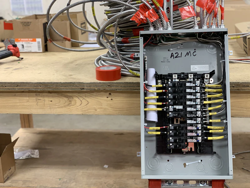 Tablero industrial en armado con cableado